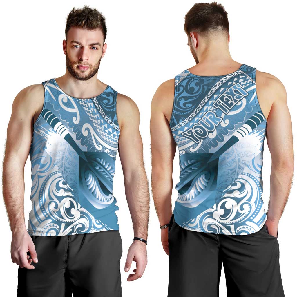 Personalised New Zealand Aotearoa Darts Masters Men Tank Top Maori Art Tattoo with Tribal Dart Symbol Blue LT03 - Polynesian Pride