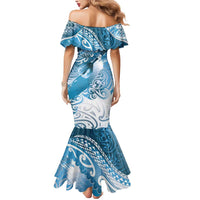 Personalised New Zealand Aotearoa Darts Masters Mermaid Dress Maori Art Tattoo with Tribal Dart Symbol Blue LT03 - Polynesian Pride