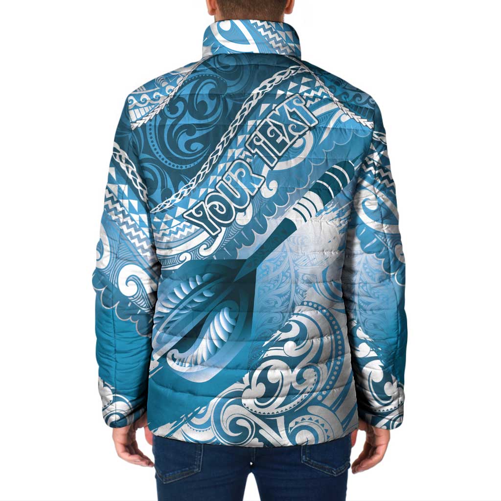 Personalised New Zealand Aotearoa Darts Masters Padded Jacket Maori Art Tattoo with Tribal Dart Symbol Blue - Polynesian Pride