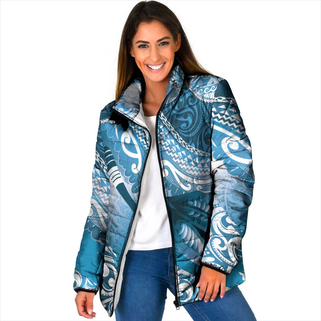 Personalised New Zealand Aotearoa Darts Masters Padded Jacket Maori Art Tattoo with Tribal Dart Symbol Blue - Polynesian Pride