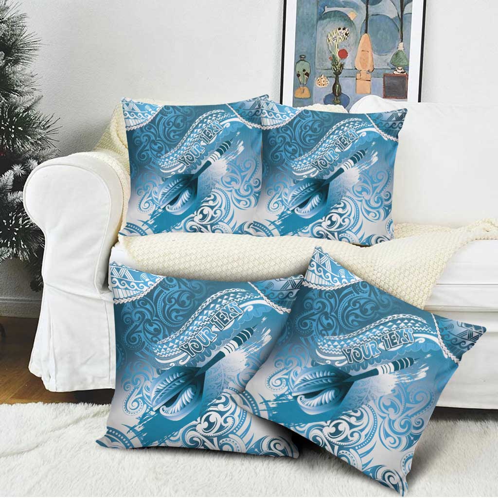 Personalised New Zealand Aotearoa Darts Masters Pillow Cover Maori Art Tattoo with Tribal Dart Symbol Blue LT03 - Polynesian Pride