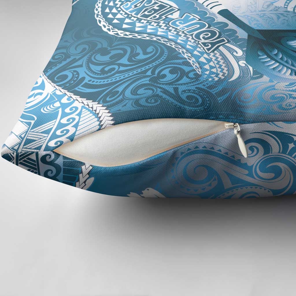 Personalised New Zealand Aotearoa Darts Masters Pillow Cover Maori Art Tattoo with Tribal Dart Symbol Blue LT03 - Polynesian Pride
