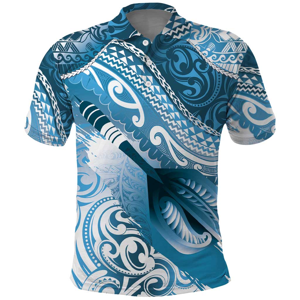 Personalised New Zealand Aotearoa Darts Masters Polo Shirt Maori Art Tattoo with Tribal Dart Symbol Blue LT03 Blue - Polynesian Pride