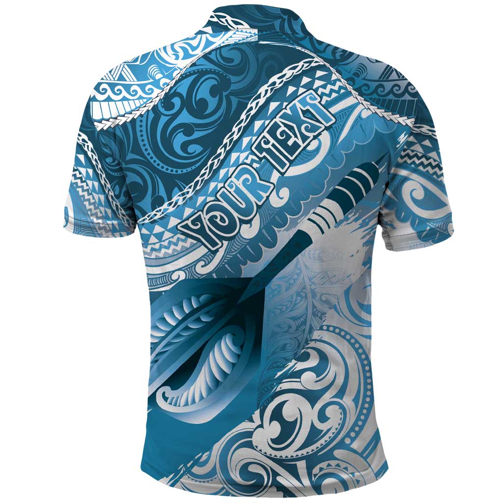 Personalised New Zealand Aotearoa Darts Masters Polo Shirt Maori Art Tattoo with Tribal Dart Symbol Blue LT03 - Polynesian Pride