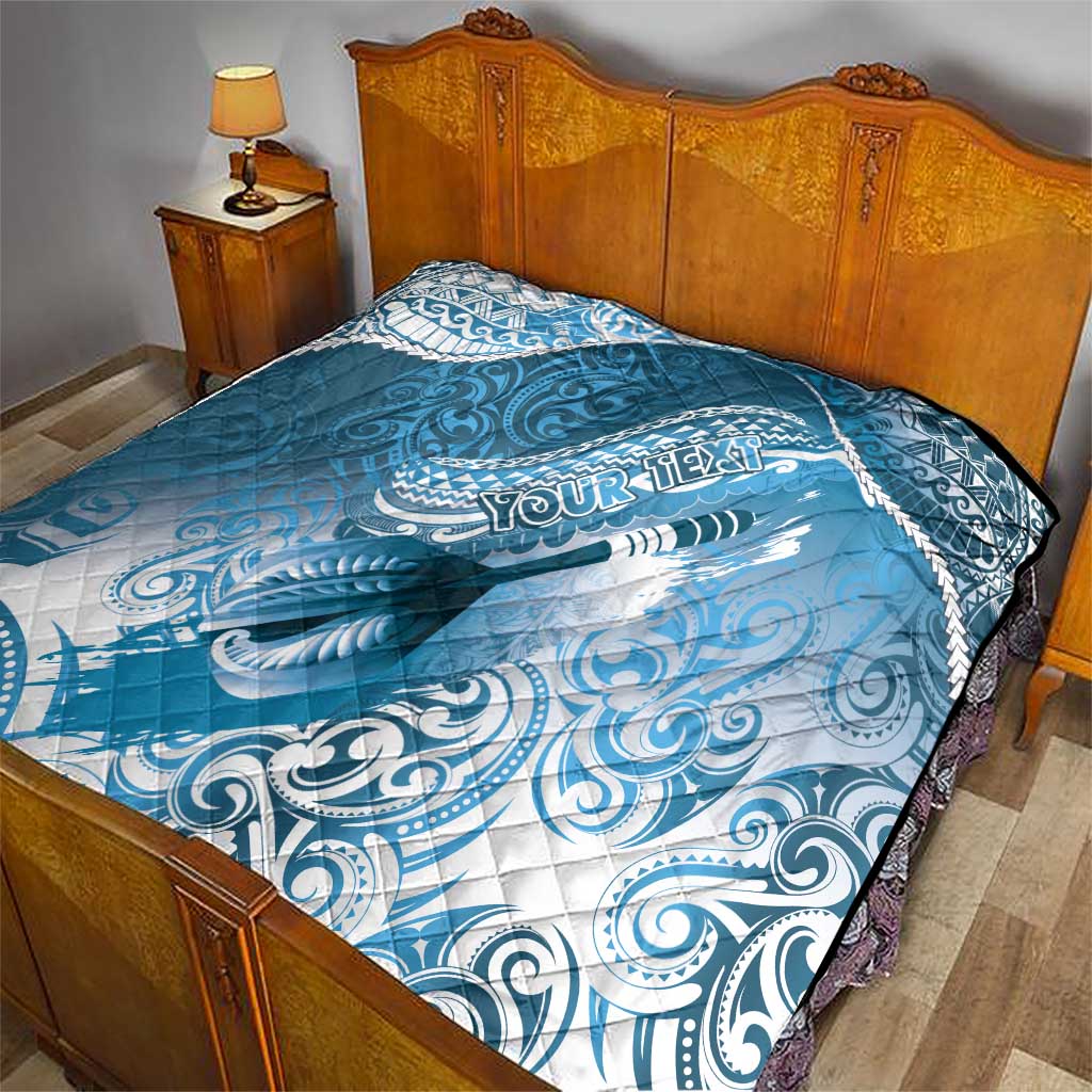 Personalised New Zealand Aotearoa Darts Masters Quilt Maori Art Tattoo with Tribal Dart Symbol Blue - Polynesian Pride