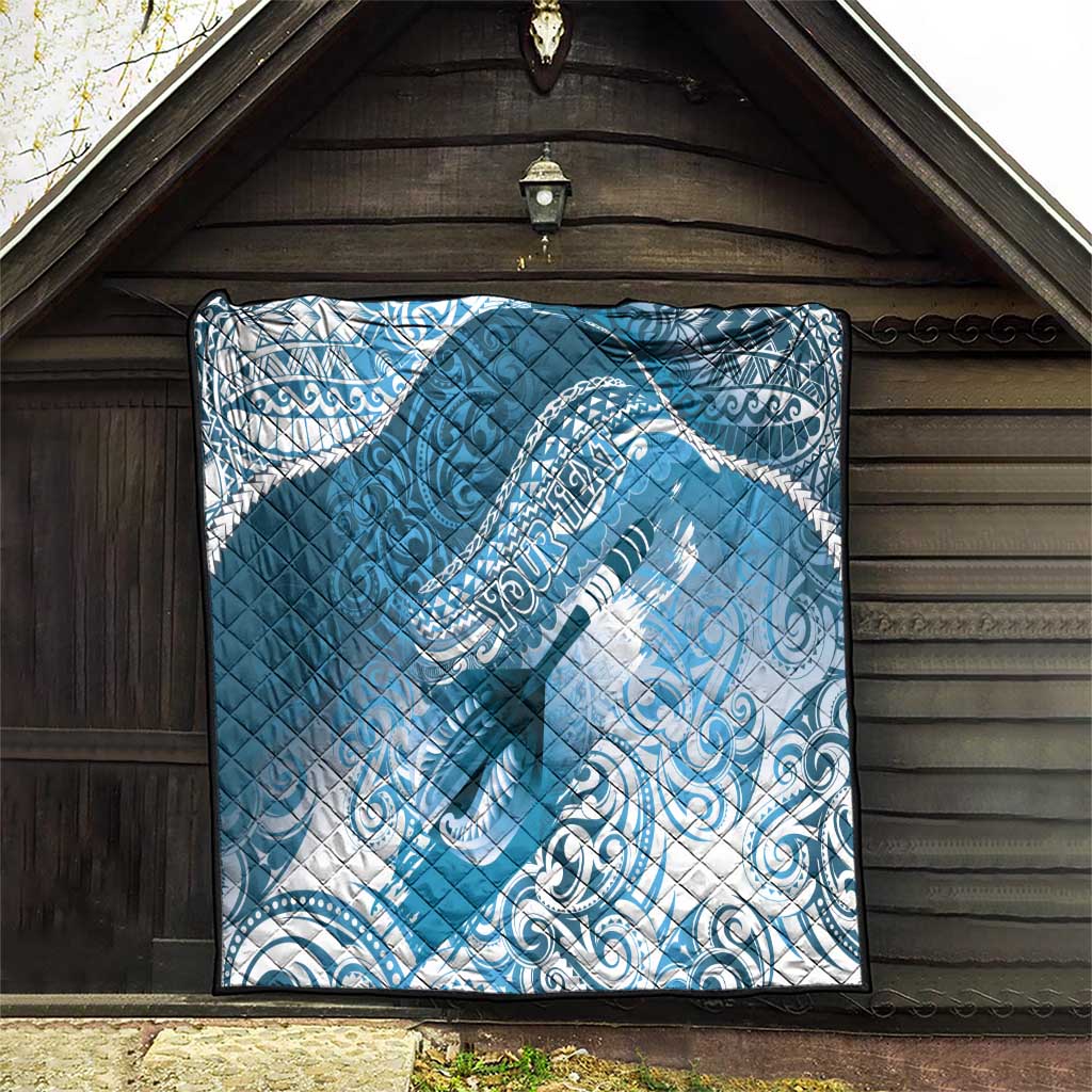 Personalised New Zealand Aotearoa Darts Masters Quilt Maori Art Tattoo with Tribal Dart Symbol Blue - Polynesian Pride