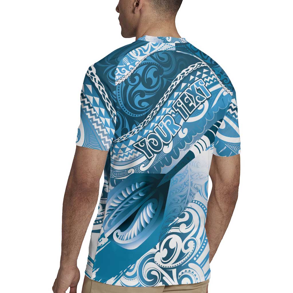 Personalised New Zealand Aotearoa Darts Masters Rugby Jersey Maori Art Tattoo with Tribal Dart Symbol Blue LT03 - Polynesian Pride