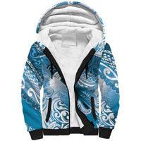 Personalised New Zealand Aotearoa Darts Masters Sherpa Hoodie Maori Art Tattoo with Tribal Dart Symbol Blue LT03 Unisex Blue - Polynesian Pride
