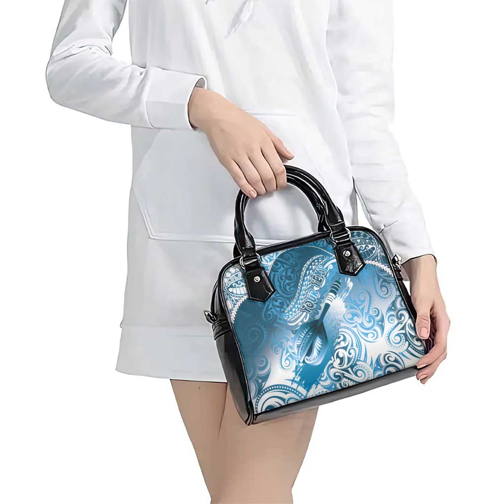 Personalised New Zealand Aotearoa Darts Masters Shoulder Handbag Maori Art Tattoo with Tribal Dart Symbol Blue - Polynesian Pride