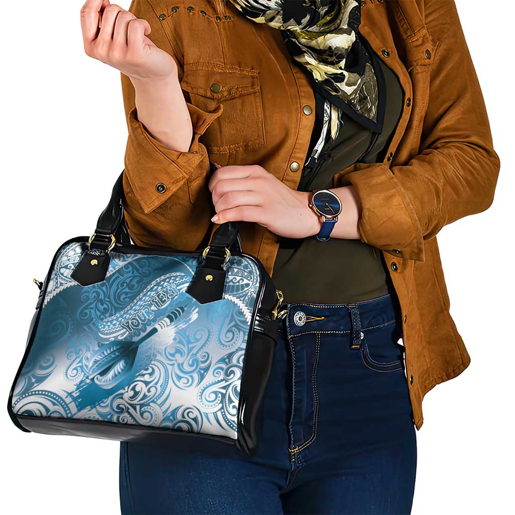 Personalised New Zealand Aotearoa Darts Masters Shoulder Handbag Maori Art Tattoo with Tribal Dart Symbol Blue - Polynesian Pride
