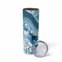 Personalised New Zealand Aotearoa Darts Masters Skinny Tumbler Maori Art Tattoo with Tribal Dart Symbol Blue LT03 - Polynesian Pride