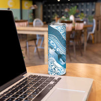 Personalised New Zealand Aotearoa Darts Masters Skinny Tumbler Maori Art Tattoo with Tribal Dart Symbol Blue LT03 - Polynesian Pride