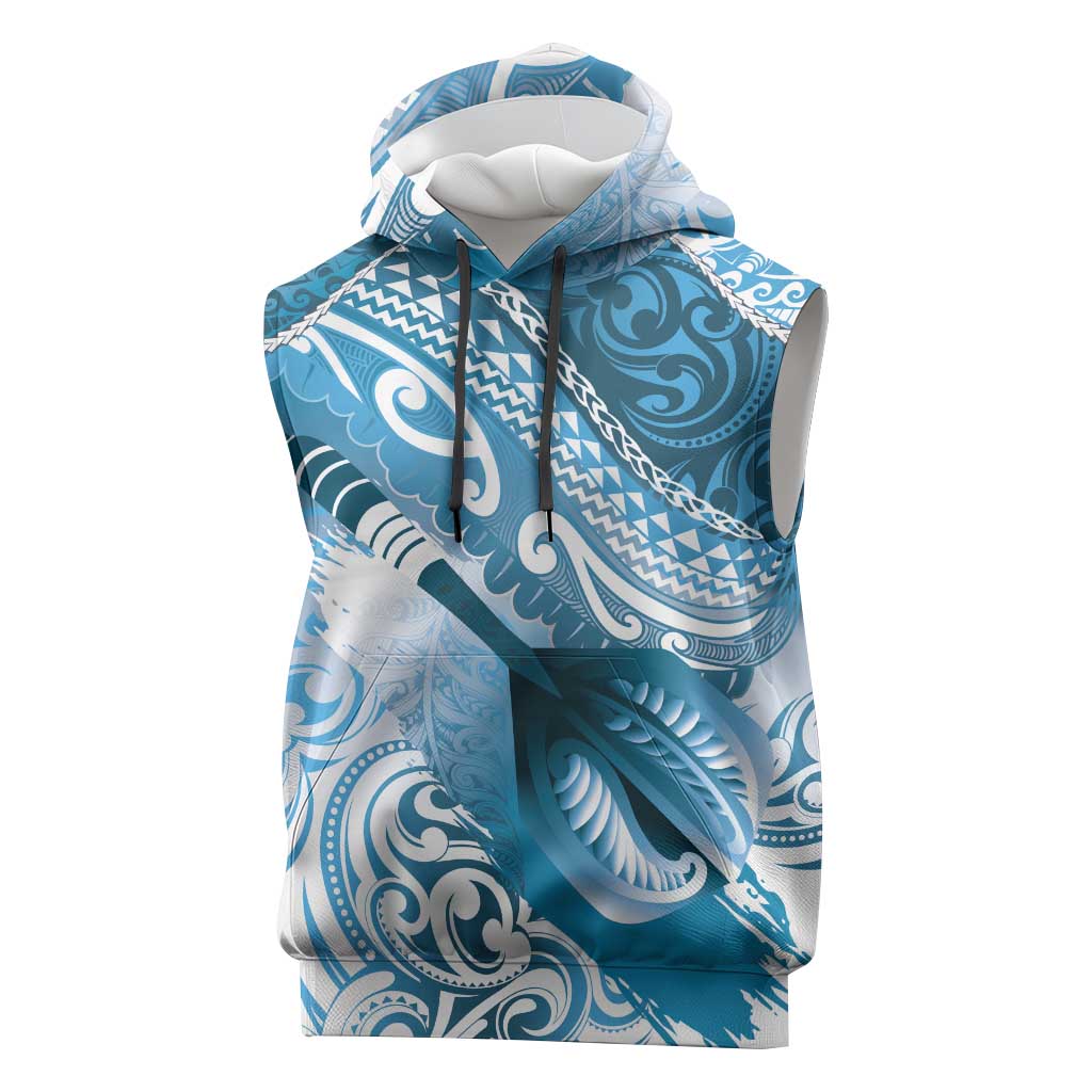 Personalised New Zealand Aotearoa Darts Masters Sleeveless Hoodie Maori Art Tattoo with Tribal Dart Symbol Blue LT03 Blue - Polynesian Pride