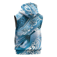 Personalised New Zealand Aotearoa Darts Masters Sleeveless Hoodie Maori Art Tattoo with Tribal Dart Symbol Blue LT03 - Polynesian Pride