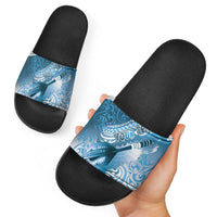 Personalised New Zealand Aotearoa Darts Masters Slide Sandals Maori Art Tattoo with Tribal Dart Symbol Blue LT03 - Polynesian Pride