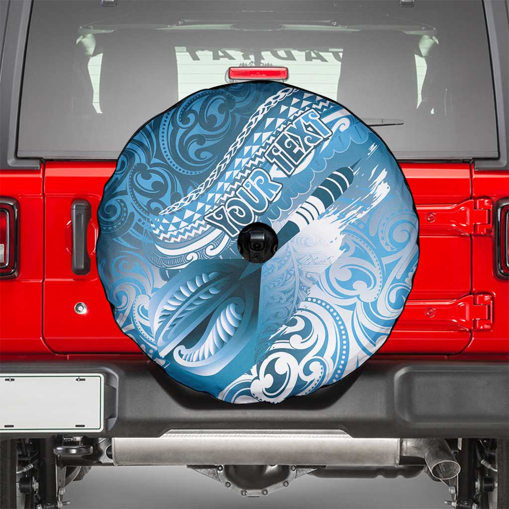 Personalised New Zealand Aotearoa Darts Masters Spare Tire Cover Maori Art Tattoo with Tribal Dart Symbol Blue LT03 - Polynesian Pride
