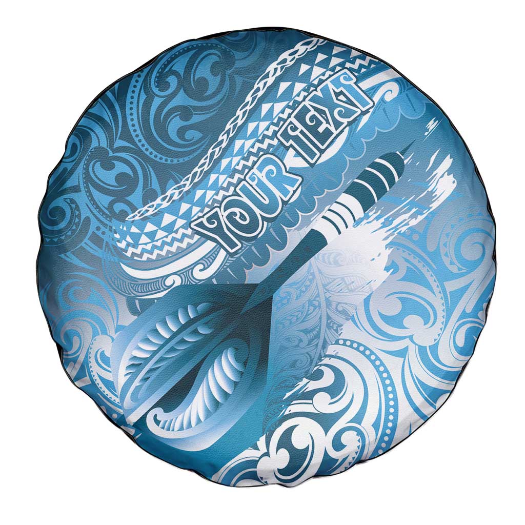 Personalised New Zealand Aotearoa Darts Masters Spare Tire Cover Maori Art Tattoo with Tribal Dart Symbol Blue LT03 - Polynesian Pride