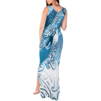 Personalised New Zealand Aotearoa Darts Masters Tank Maxi Dress Maori Art Tattoo with Tribal Dart Symbol Blue LT03 - Polynesian Pride
