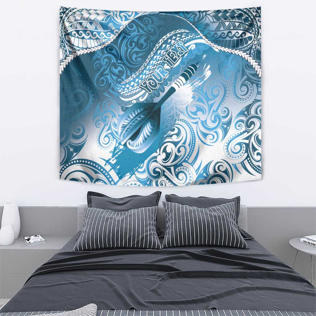 Personalised New Zealand Aotearoa Darts Masters Tapestry Maori Art Tattoo with Tribal Dart Symbol Blue - Polynesian Pride