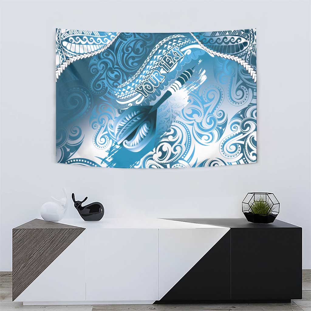 Personalised New Zealand Aotearoa Darts Masters Tapestry Maori Art Tattoo with Tribal Dart Symbol Blue - Polynesian Pride