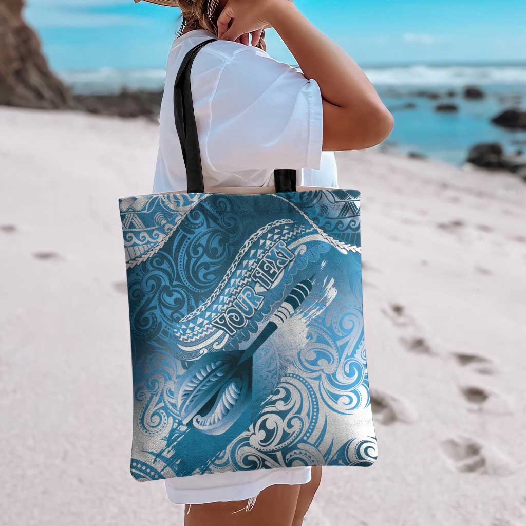 Personalised New Zealand Aotearoa Darts Masters Tote Bag Maori Art Tattoo with Tribal Dart Symbol Blue LT03 - Polynesian Pride