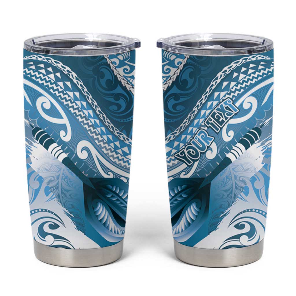 Personalised New Zealand Aotearoa Darts Masters Tumbler Cup Maori Art Tattoo with Tribal Dart Symbol Blue LT03 Blue - Polynesian Pride