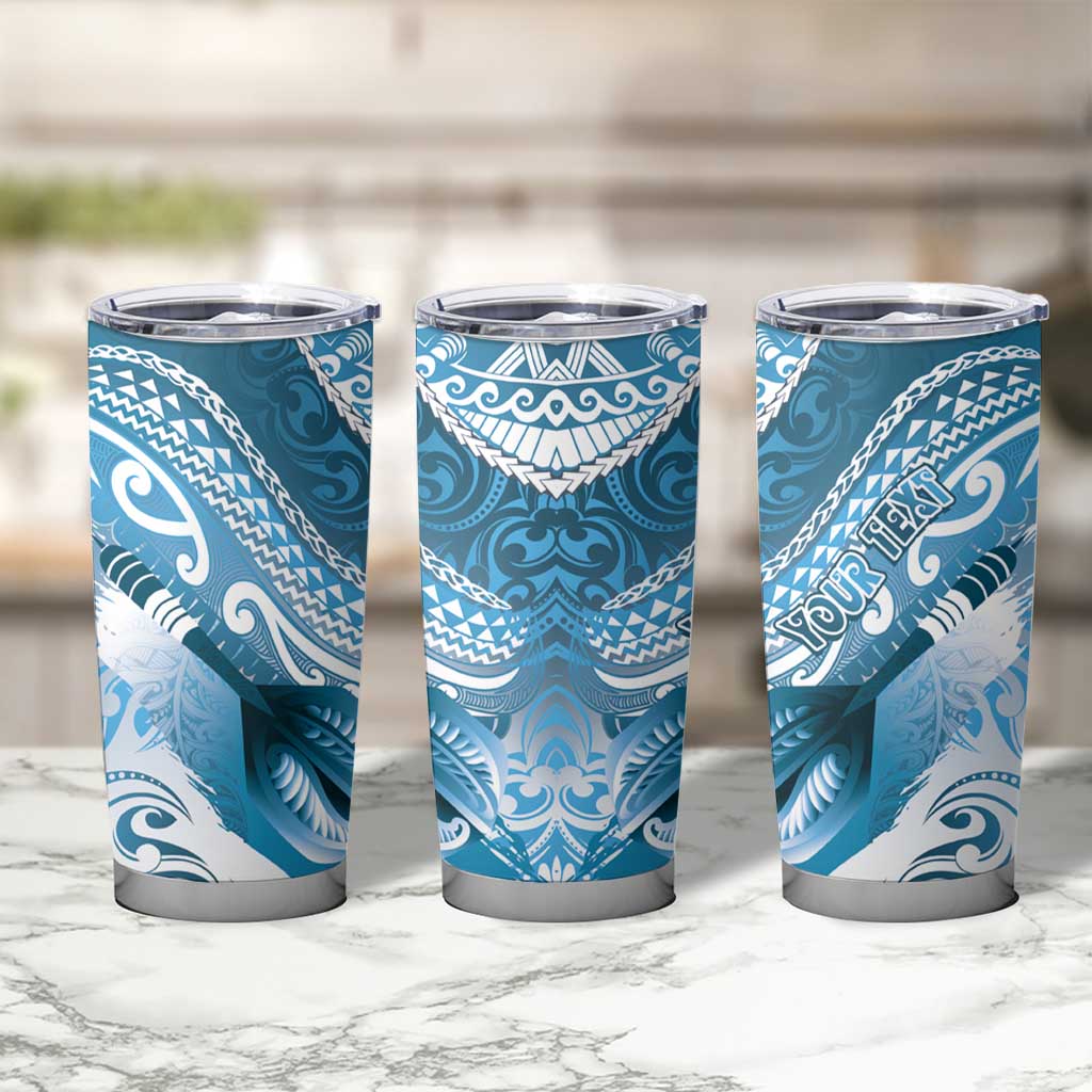 Personalised New Zealand Aotearoa Darts Masters Tumbler Cup Maori Art Tattoo with Tribal Dart Symbol Blue LT03 - Polynesian Pride