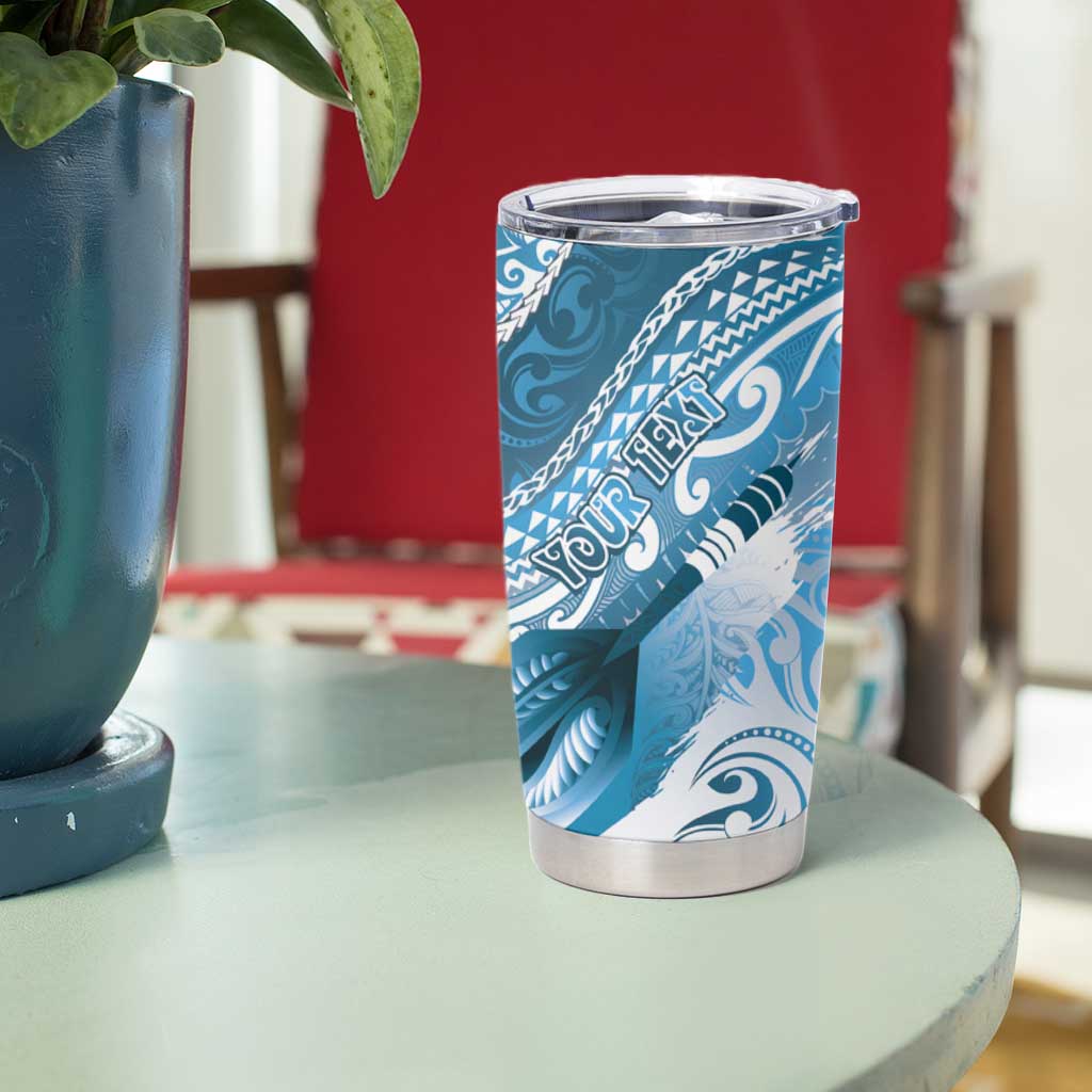 Personalised New Zealand Aotearoa Darts Masters Tumbler Cup Maori Art Tattoo with Tribal Dart Symbol Blue LT03 - Polynesian Pride