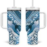 Personalised New Zealand Aotearoa Darts Masters Tumbler With Handle Maori Art Tattoo with Tribal Dart Symbol Blue - Polynesian Pride