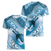 Personalised New Zealand Aotearoa Darts Masters Women V-Neck T-Shirt Maori Art Tattoo with Tribal Dart Symbol Blue LT03 - Polynesian Pride