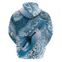 Personalised New Zealand Aotearoa Darts Masters Zip Hoodie Maori Art Tattoo with Tribal Dart Symbol Blue LT03 - Polynesian Pride