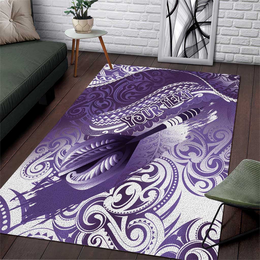 Personalised New Zealand Aotearoa Darts Masters Area Rug Maori Art Tattoo with Tribal Dart Symbol Purple - Polynesian Pride