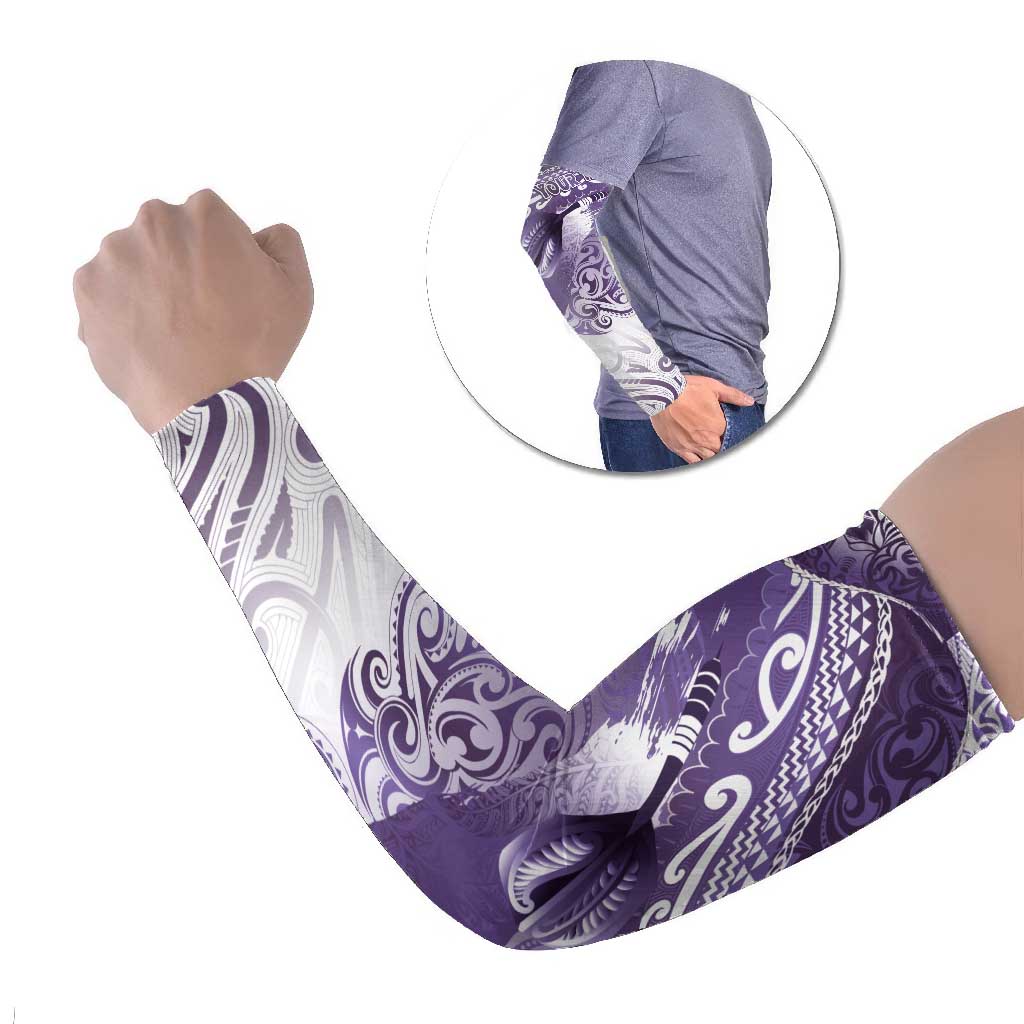 Personalised New Zealand Aotearoa Darts Masters Arm Sleeves Maori Art Tattoo with Tribal Dart Symbol Purple LT03 Set of 2 Purple - Polynesian Pride