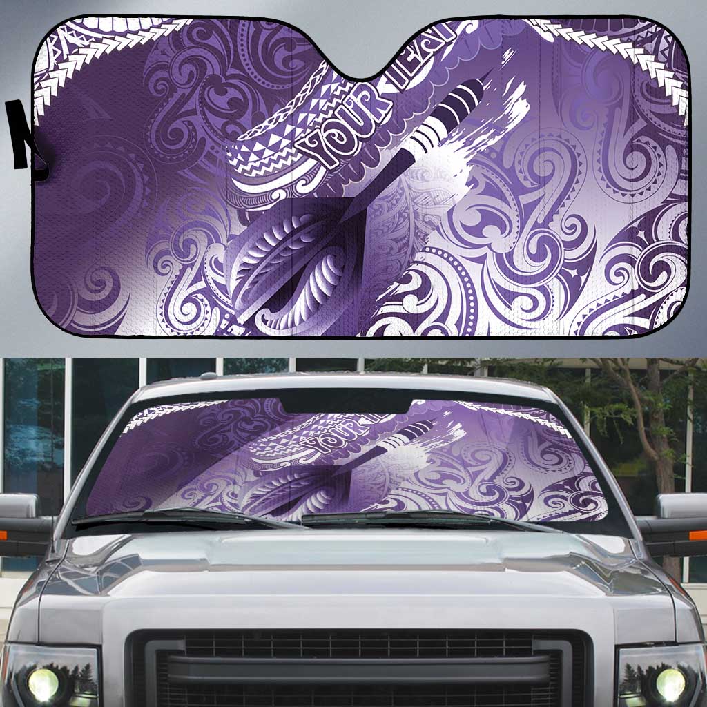 Personalised New Zealand Aotearoa Darts Masters Auto Sun Shade Maori Art Tattoo with Tribal Dart Symbol Purple LT03 Purple - Polynesian Pride
