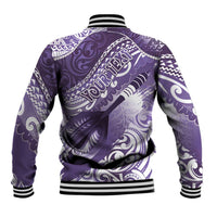 Personalised New Zealand Aotearoa Darts Masters Baseball Jacket Maori Art Tattoo with Tribal Dart Symbol Purple LT03 - Polynesian Pride