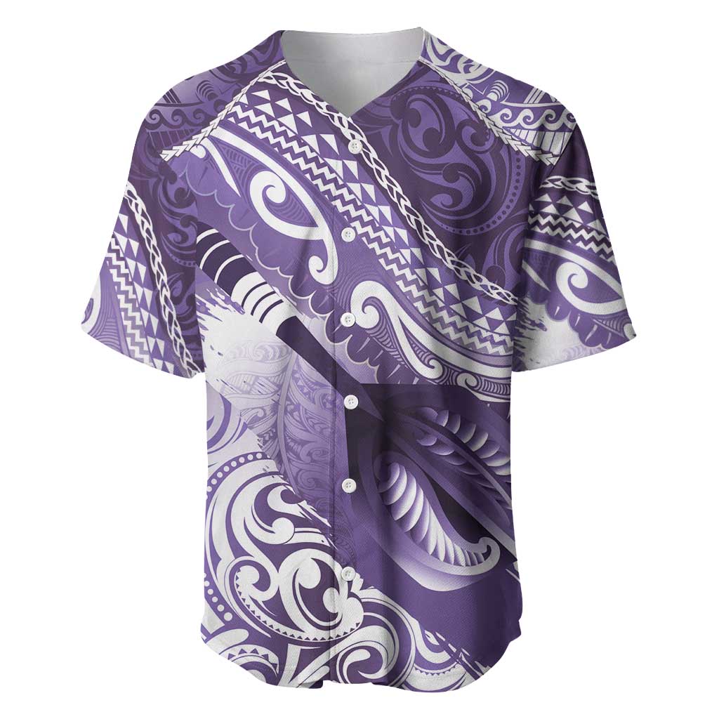 Personalised New Zealand Aotearoa Darts Masters Baseball Jersey Maori Art Tattoo with Tribal Dart Symbol Purple LT03 Purple - Polynesian Pride