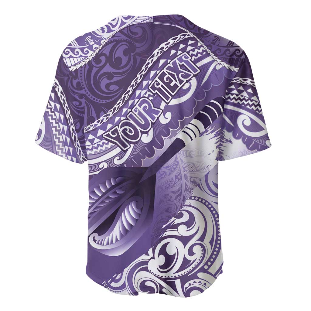 Personalised New Zealand Aotearoa Darts Masters Baseball Jersey Maori Art Tattoo with Tribal Dart Symbol Purple LT03 - Polynesian Pride