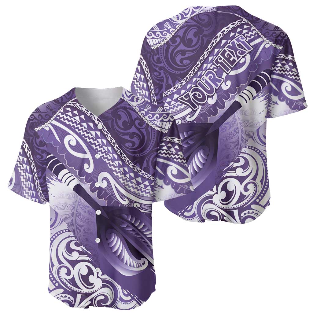 Personalised New Zealand Aotearoa Darts Masters Baseball Jersey Maori Art Tattoo with Tribal Dart Symbol Purple LT03 - Polynesian Pride