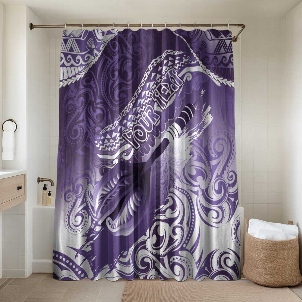 Personalised New Zealand Aotearoa Darts Masters Bathroom Set Maori Art Tattoo with Tribal Dart Symbol Purple LT03 Shower Curtain Only Purple - Polynesian Pride