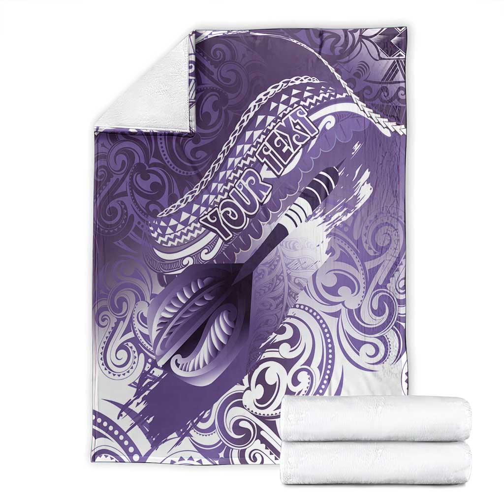 Personalised New Zealand Aotearoa Darts Masters Blanket Maori Art Tattoo with Tribal Dart Symbol Purple LT03 - Polynesian Pride
