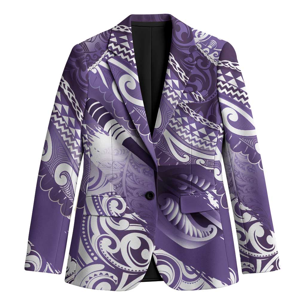 Personalised New Zealand Aotearoa Darts Masters Blazer Maori Art Tattoo with Tribal Dart Symbol Purple LT03 Unisex Purple - Polynesian Pride