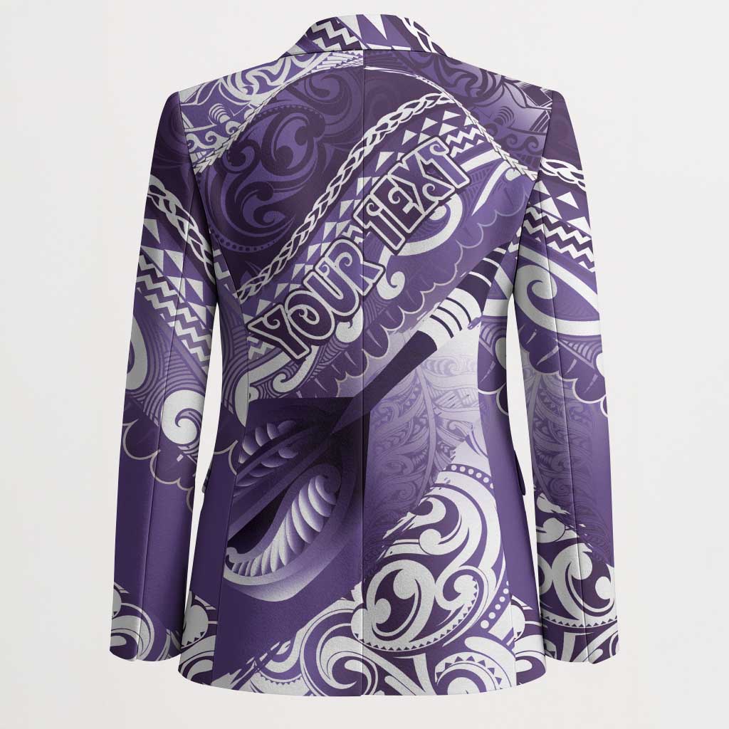 Personalised New Zealand Aotearoa Darts Masters Blazer Maori Art Tattoo with Tribal Dart Symbol Purple LT03 - Polynesian Pride