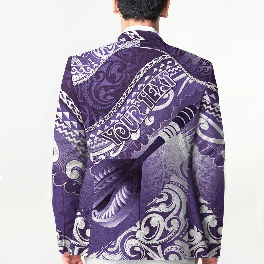 Personalised New Zealand Aotearoa Darts Masters Blazer Maori Art Tattoo with Tribal Dart Symbol Purple LT03 - Polynesian Pride