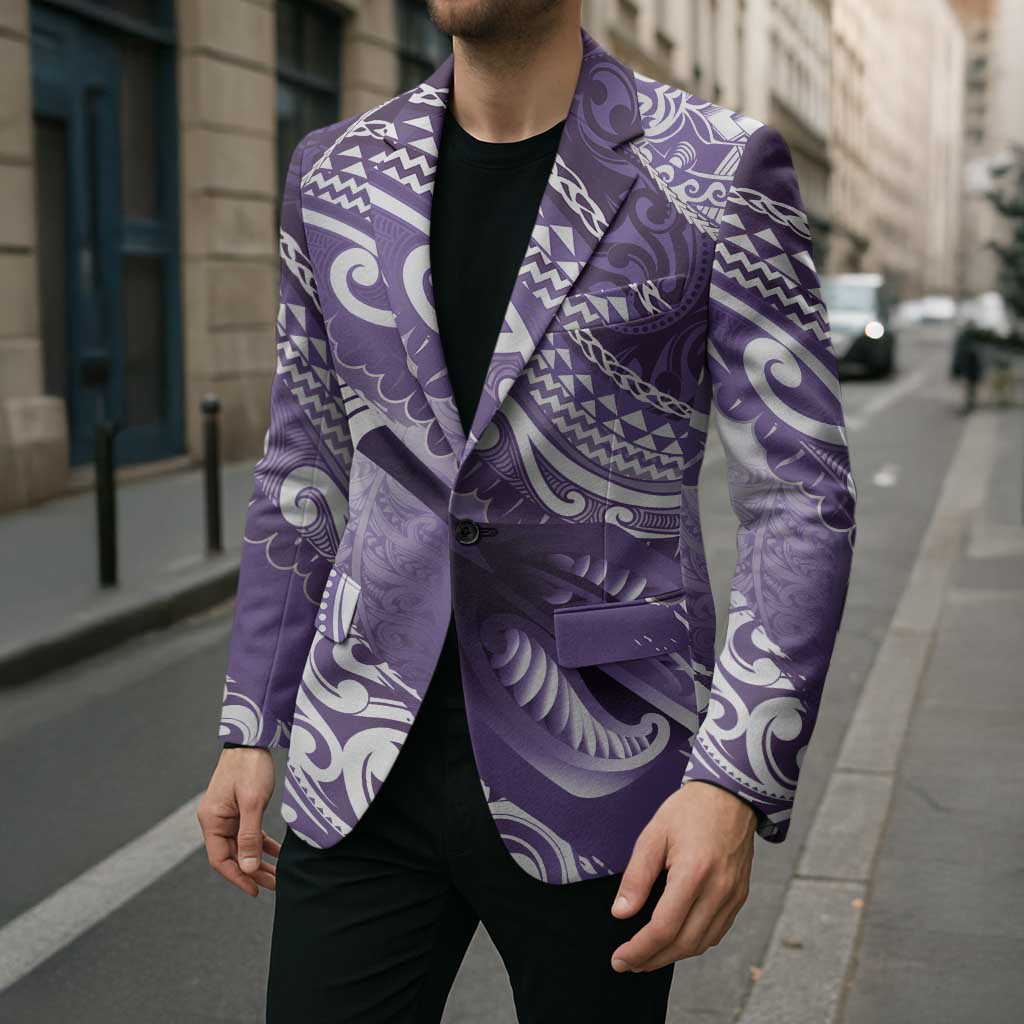 Personalised New Zealand Aotearoa Darts Masters Blazer Maori Art Tattoo with Tribal Dart Symbol Purple LT03 - Polynesian Pride