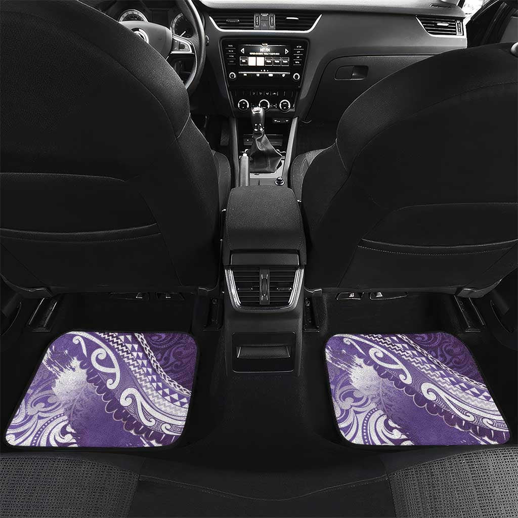 Personalised New Zealand Aotearoa Darts Masters Car Mats Maori Art Tattoo with Tribal Dart Symbol Purple LT03 Set 2pcs - Back Purple - Polynesian Pride