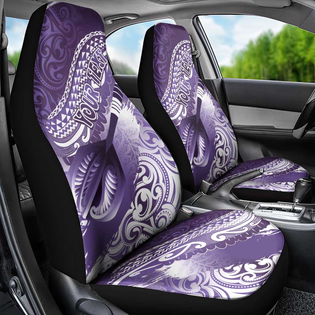 Personalised New Zealand Aotearoa Darts Masters Car Seat Cover Maori Art Tattoo with Tribal Dart Symbol Purple LT03 - Polynesian Pride