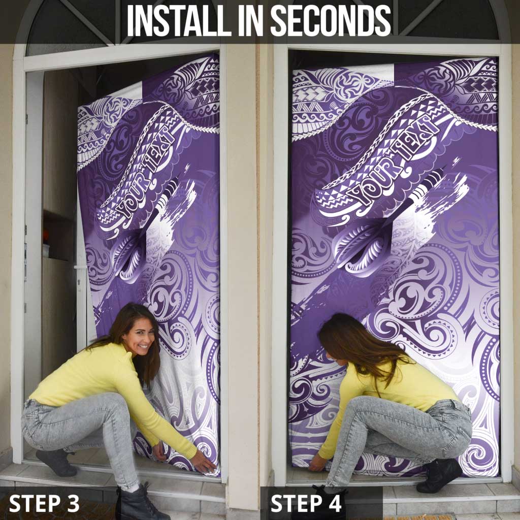 Personalised New Zealand Aotearoa Darts Masters Door Cover Maori Art Tattoo with Tribal Dart Symbol Purple LT03 - Polynesian Pride