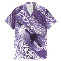Personalised New Zealand Aotearoa Darts Masters Family Matching Mermaid Dress and Hawaiian Shirt Maori Art Tattoo with Tribal Dart Symbol Purple LT03 Dad's Shirt - Short Sleeve Purple - Polynesian Pride