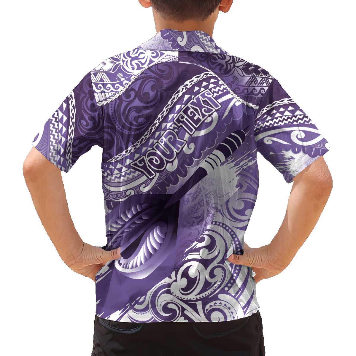 Personalised New Zealand Aotearoa Darts Masters Family Matching Off The Shoulder Long Sleeve Dress and Hawaiian Shirt Maori Art Tattoo with Tribal Dart Symbol Purple LT03 - Polynesian Pride