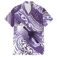 Personalised New Zealand Aotearoa Darts Masters Family Matching Off The Shoulder Long Sleeve Dress and Hawaiian Shirt Maori Art Tattoo with Tribal Dart Symbol Purple LT03 Dad's Shirt - Short Sleeve Purple - Polynesian Pride